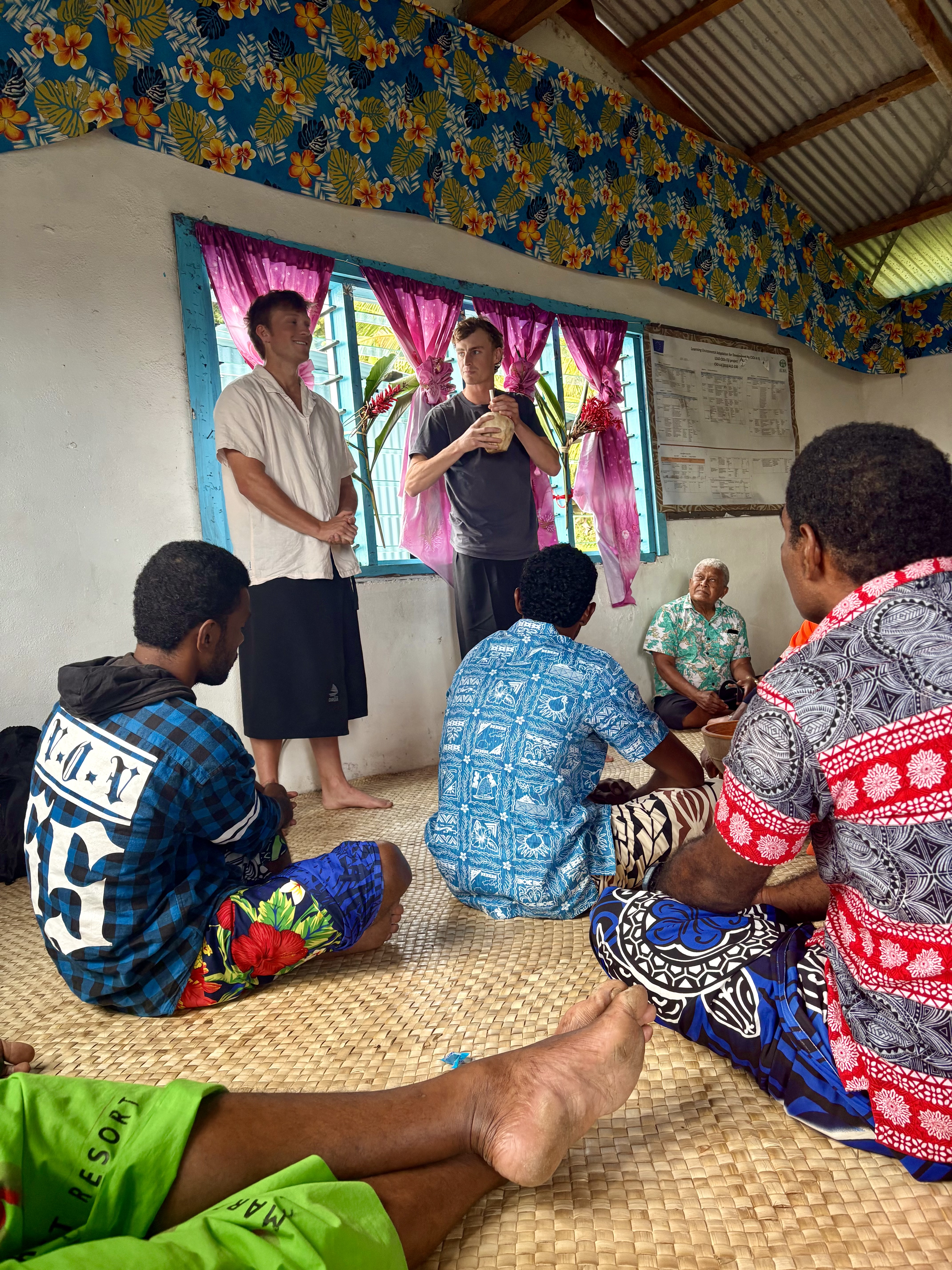 Ryan speaking to a village in Fiji about forestry opportunity in New Zealand